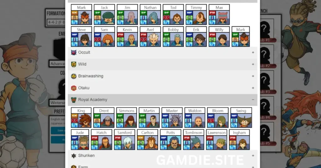 Inazuma Eleven Team Builder 